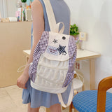 KYLETHOMASW  -  Star Plaid Bag Ruched Zipper Mochila College Style Mochilas Mujer Fashion Backpacks Student Casual Backpack Bolsas Feminina