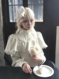 KYLETHOMASW  -  Japanese Gothic Sweet Elegant White Cape Fish Tail Dress Women Slim Design Long Dress Harajuku Vintage Long Sleeve Punk Outfits