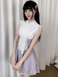 KYLETHOMASW  -  Womens Sweet Plaid Lace Trim Dress With Ruffle Collar And Waist Cinched Design