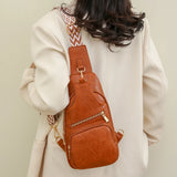 KYLETHOMASW  -  Retro PU Leather Satchel Bag Women's Solid Color Shoulder Bag Multi Pocket Casual Chest Bag Ladies All-Match Crossbody Bags