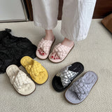 KYLETHOMASW  -  Summer New Slippers Female Casual  Rhombus Platform Slippers Fashion Plaid Flat Sandals Slipper Outdoor Shoe