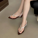 KYLETHOMASW  -  Spring Summer Female Flip flops Women Heeled Slippers Sandals Pumps Fashion Pointed Toe Ladies Low Heel Slides Slippers Shoes