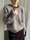 KYLETHOMASW  -  Fashion Retro Pullovers Stripes New Loose Women Soft Chic Daily Winter 2025 OL All Match Casual Knitted Sweaters