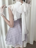 KYLETHOMASW  -  Womens Sweet Plaid Lace Trim Dress With Ruffle Collar And Waist Cinched Design
