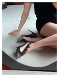 KYLETHOMASW  -  Spring and summer new pointed fish mouth rhinestone lace-trimmed hollow single shoes high-heeled banquet dress women's sandals