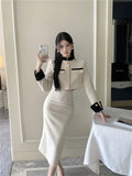 KYLETHOMASW  -  Autumn French High Street 2 Piece Set Women Korean Fashion Casual Party Suits Female Chic Long Sleeve Tops + Solid Skirt