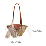 KYLETHOMASW  -  Women Straw Woven Tote Bag Summer Beach Bags Large Capacity Tote Clutch Bags with Ribbon Chic Hobo Bag for Party Vacation