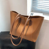 Kylethomasw -  Simple large capacity handbags for women pu leather Casual Tote Female bag solid color travel shopping Messenger sholder bag