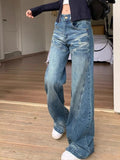 KYLETHOMASW  -  Woman Vintage Flare Jeans Korean Autumn New High Waist Slim Button Denim Pants Y2K Retro Streetwear Loose Lady Wide Leg Trousers
