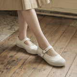 KYLETHOMASW  -  High Quality Women Canvas Mary Jane Shoes Flats Buckle Strap Round Toe Casual Daily Walking Shoes Ladies Vintage Canvas Sneakers