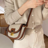 Kylethomasw New Bags for Women Retro One Shoulder Crossbody Saddle Bag Small Style Contrast Panel Canvas  Purses and Handbags
