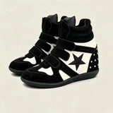 KYLETHOMASW  -  Trend Wedge Women's Sneakers Hidden Heel 7CM High Top Star Rivet Decor Suede Women's Shoes Velcro Platform Casual Women's Boots