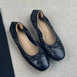 KYLETHOMASW  -  Autumn Vintage Rivet Bowknot Women Ballet Pumps Comfortable Soft Leather 3cm Thick Heeled Lazy Loafers Casual Girls Shoes