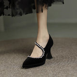 KYLETHOMASW  -  Summer New Fashion Pointed Toe Shallow Mouth Pumps Women Shoes  Thick Heel Black Simple Work Shoes
