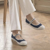KYLETHOMASW  -  High Quality Women Canvas Mary Jane Shoes Flats Buckle Strap Round Toe Casual Daily Walking Shoes Ladies Vintage Canvas Sneakers