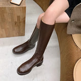 KYLETHOMASW  -  New Retro Women's Shoes Luxury Genuine Leather Knee High Boots for Woman Fashion Britain Knight Boots Designer Shoes Botas Mujer