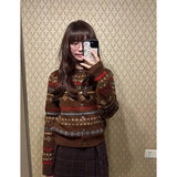 KYLETHOMASW  -  Vintage Knitted Cardigan Women 2025 Autumn Winter New O Neck Single Breasted Outwear Cropped Sweater Fashion Ladies