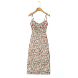 KYLETHOMASW  -  Summer Ruched Chest Flower Print Backless Sling Dress Holiday Woman Adjust Spaghetti Strap Dresses Beach Holiday Robe Vestidos