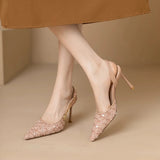 KYLETHOMASW  -  Pointed-toe Stiletto Heels Women's Sequins Cloth Spring and Summer New Straight Buckle Banquet Shoes Single Shoes