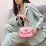 Kylethomasw Fashion Crocodile Genuine Leather Women Small Handbags Splicing Design Lady Saddle Hand Bags With Bamboo Handle
