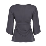 KYLETHOMASW  -  Women Casual Deep V Neck Blouse Loose Fit Long Sleeve Top Flowy Bell Sleeve Tunic Shirt Daily T-shirt Sexy Summer Outfit