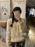 KYLETHOMASW  -  Vintage Sweater Women Harajuku V Neck Knitted Pullovers Winter Korean Long Sleeve Knitwears Streetwear Casual Jumpers New