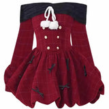 KYLETHOMASW  -  2024 Y2K Christmas Red Elegant Party Dress Women Casual Sweet Plaid Bow Dresses Female Korean Fashion Chic Kawaii Mini Dress