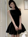 KYLETHOMASW  -  Korean Elegant Romantic Pearl Chain Backless Lace up Princess Mini Dresses Sweet A Line Dress Birthday Evening Party Clothes