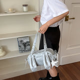 KYLETHOMASW  -  Women Small pu Leather Boston Shoulder Bag Y2K Daily Shopping Bags New Trend Female Fashion Handbags and Purses