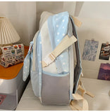 KYLETHOMASW  -  High-capacity Transparent Star Dot Ita Bags Sweet Y2k Aesthetic Ins Students Backpacks Contrast Color Patchwork Women Schoolbags