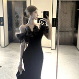 KYLETHOMASW  -  Spring French High-end Chic Elegant Evening Gown Women's Off-the-shoulder Velvet Backless Slim Dress Fashion Designed Ball Gown