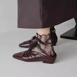KYLETHOMASW  -  Women Pleated Hollow Mary Jane Style Shoes with Bow Design Flat Shoes Square Toe Casual Comfortable Outdoors Women Shoes Fashion