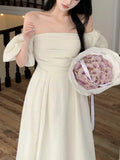 KYLETHOMASW  -  Elegant Party Dresses Woman Summer Solid Off The Shoulder Puff Sleeve  Long Vestidos Chic Chest Wrapping Evening Robes Femmes