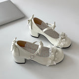 KYLETHOMASW  -  Cute Lace JK Women Mary Jane Shoes Fashion Butterfly-knot Leather Shoes Outdoor Women's Party Dress Pumps