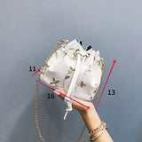 KYLETHOMASW  -  2024 Fashion PU Leather Floral Women Shoulder Bag Casual Bucket Lace Crossbody Bags for Female Shopping Party Bags