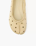 KYLETHOMASW  -  Women Chic Split Toe Leather Ballet Flats Perforated Tabi Style Slip-On Shoes Breathable Design Beige Black Summer
