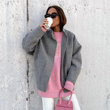 Kylethomasw  -  Solid Woolen Jackets Coat for Women Fashion Stand Collar Single Breasted Jackets Winter Women Coat Warm Casual Clohing