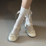 KYLETHOMASW  -  Cute Polka Dot Thick Heel Women Mary Jane Shoes Designer Buckle Strap Pumps Ladies Eelgant Butterfly-knot Dress Single Shoes