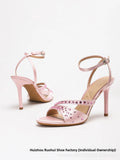 KYLETHOMASW  -  Fashionable round Head Diamond Glitter Sandals Thin Heel Buckle Strap High Heels Breathable Open Toe Luxury Sensation Shoes