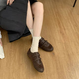 KYLETHOMASW  -  Autumn Red Coffee New Brand Women Flat Shoes Fashion Round Toe Sneakers Soft Flat Heel Ladies Casual Outdoor Single Shoes