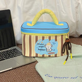KYLETHOMASW  -  Portable Multi Functional Cute Makeup Bag Large Capacity Cartoon Puppy Handheld Cosmetic Case Zipper Square Lunch Bag Girls