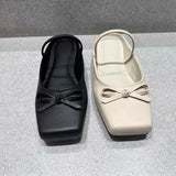 KYLETHOMASW  -  Fashions Square Toe Mules Pumps Slippers Women Fall 2024 New Flat Slides Female Shallow Comfy Bow Brand Designer Sandals Women