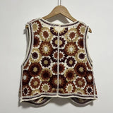 KYLETHOMASW  -  Elegant Style Women's Vintage Floral Crochet Knit Vest Hollow V-Neck Sleeveless Casual All-match Summer New Top