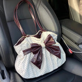 KYLETHOMASW  -  Luxury Design Fashion Dots Shoulder Bags Y2k Aesthetic Office Lady Elegant  Handbags Contrast Color Chic Bow Underarm Bag Women