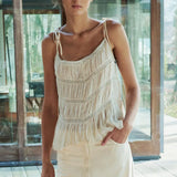 KYLETHOMASW  -  Boho Tank Top Y2k Tie Shoulder Cute Flowy Summer Eyelet Tee Lace Patchwork Cami Tops for Women Beach Vacation Clothes