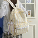 KYLETHOMASW  -  School Student Mochila Dot Bow Stripe Bag Commuter Mochilas Mujer High Capaci Backpacks Lace Backpack Sweet Bolsas Feminina