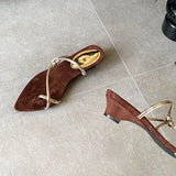 KYLETHOMASW  -  Fashion Pointed Toe Women Wedges Slippers Female Shallow Footwear Ladies Low Heel Slippers Shoes Flip flops Slides Sandals