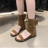 KYLETHOMASW  -  Spring Autumn Open Toe Internal Elevation Women Sandals Boots Ladies Casual Hollow Out Ankle Booties