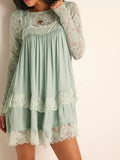 KYLETHOMASW  -  Women Vintage Mesh Babydoll Dresses Fairy Lace Mini Dress Y2k Floral Lace Trim Ruffle Chic Kawaii Harajuku Short Dress