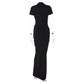 KYLETHOMASW  -  Autumn New Sexy Dress Temperament New Slimming V-neck Slim Fit Slit Evening Dress Dress Long Skirt Selegant Fit Rich Girl